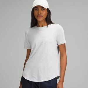 Lululemon 10 Love Tee Curved-Hem Crewneck T-Shirt Heather Light Grey Pima Cotton